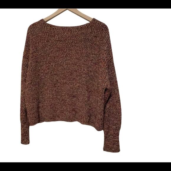 French Connection Millie Mozart Ribbed V-neck 100% Cotton Sweater Oversized Sz M - Picture 3 of 7